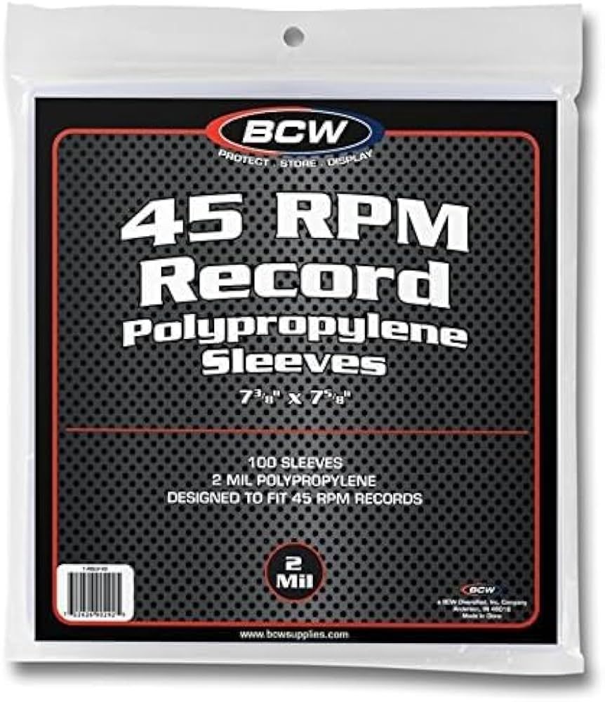 BCW 45RPM 7" Plastic Sleeves (2 Mil Polypropylene) (100 pack)