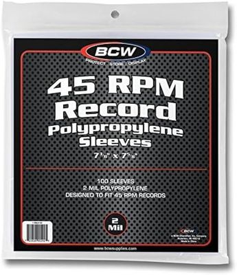 BCW 45RPM 7" Plastic Sleeves (2 Mil Polypropylene) (100 pack)