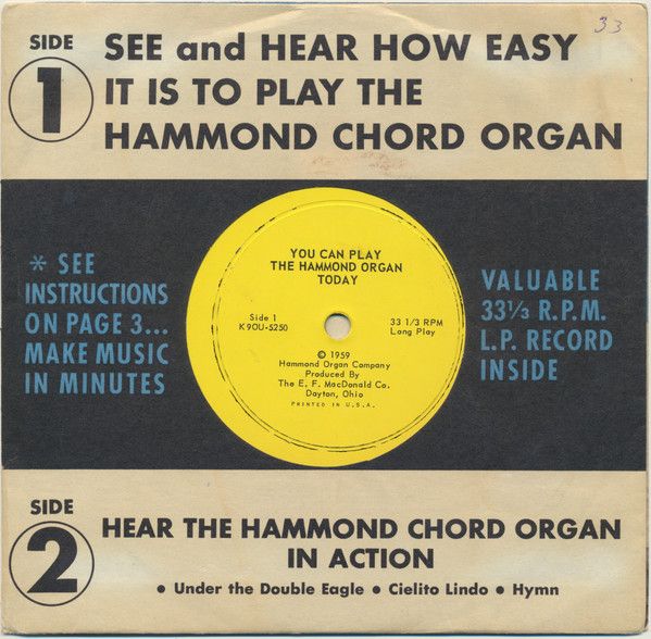 Hammond Chord Organ – You Can Play The Hammond Organ Today (VG, 1959, 7", 33 ⅓ RPM, EP)