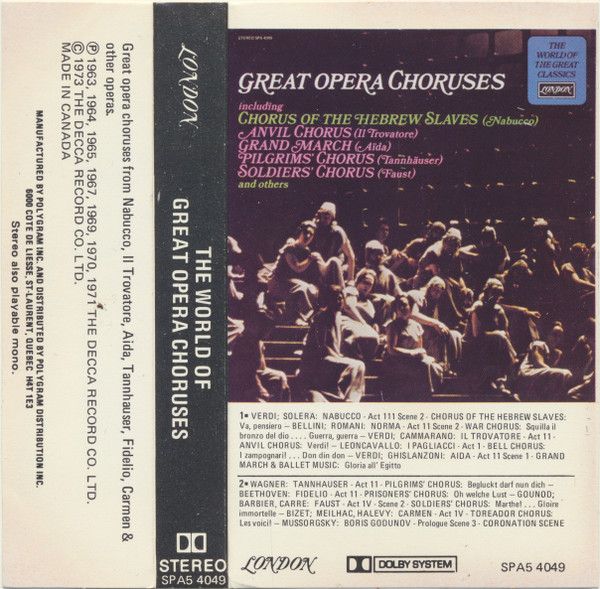 Various - Great Opera Choruses (CAS, 1973, London – SP A5 4049)