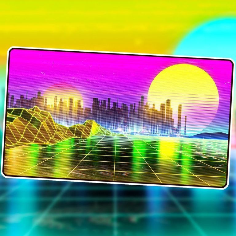 1UP Premium Playmat: Retrowave Plains