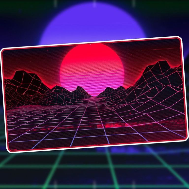 1UP Premium Playmat: Retrowave Mountains