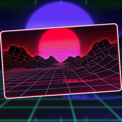 1UP Premium Playmat: Retrowave Mountains