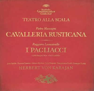 Herbert von Karajan – Cavalleria Rusticana / I Pagliacci (VG, 1966, 3xLP, Boxed Set, Deutsche Grammophon – SLPM 139 205/07, Germany)