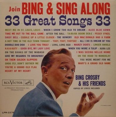 Bing Crosby &amp; His Friends – Join Bing &amp; Sing Along (VG, 1960, LP, With Lyric Sheets, RCA Victor – LPM-2276)