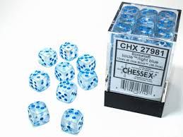 Chessex (12mm D6 x36) CHX27986 Borealis Icicle  / Light Blue