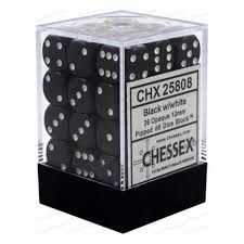 CHessex (12mm D6 x36) CHX25808 Black/white