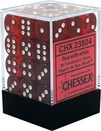 Chessex (12mm D6 x36) CHX23804 Red/White