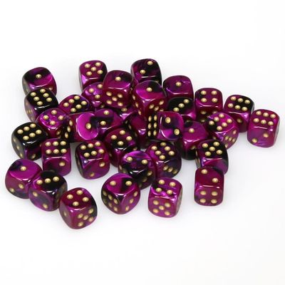 Chessex (12mm D6 x36) CHX26840 Black-Purple/Gold