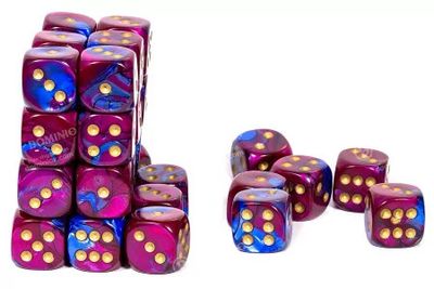 Chessex (12mm D6 x36) CHX26828 Blue-Purple/Gold