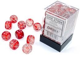 Chessex (12mm D6 x36) CHX27954 Red/Silver