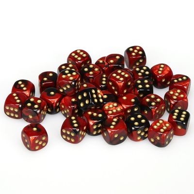 Chessex (12mm D6 x36) CHX26833 Black-Red/Gold