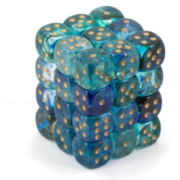 Chessex (12mm D6 x36) CHX27956 Oceanic/Gold