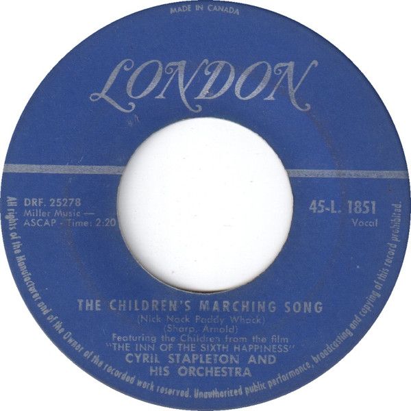 Cyril Stapleton And His Orchestra – Inn Of The Sixth Happiness / The Children's Marching Song (VG, 45 RPM, London Records – 45-L. 1851)