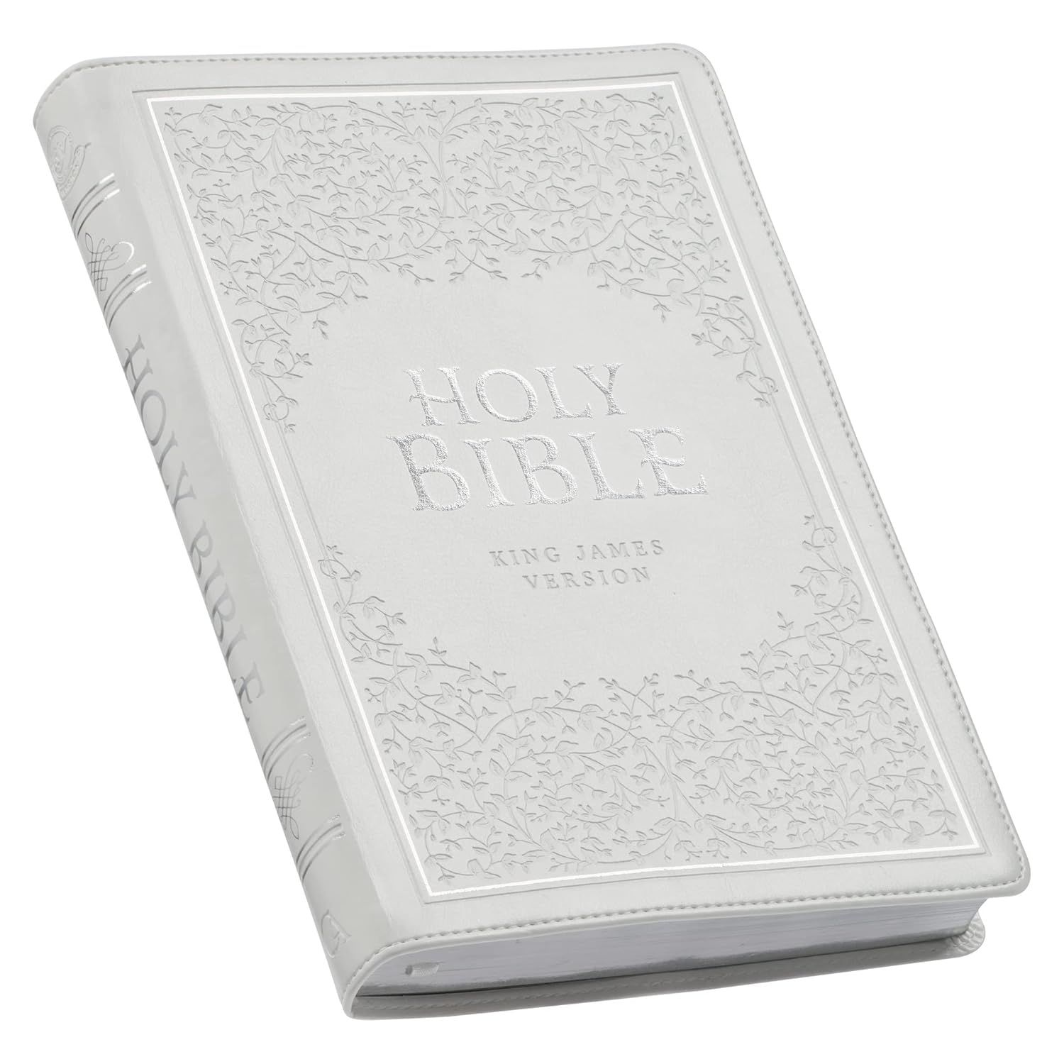 KJV Bible White Faux Leather Large Print Thinline with Thumb Index (2016, Christian Arts Publishers) New