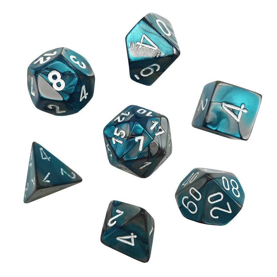 Chessex (Mini Dice Set Gemini) CHX20656 Steel-Teal/White