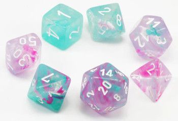 Chessex (Mini Dice Set Gemini) CHX20545 Wisteria/White