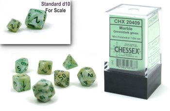 Chessex (Mini Dice Set Gemini) CHX20409 Marble Green/ Dark Green