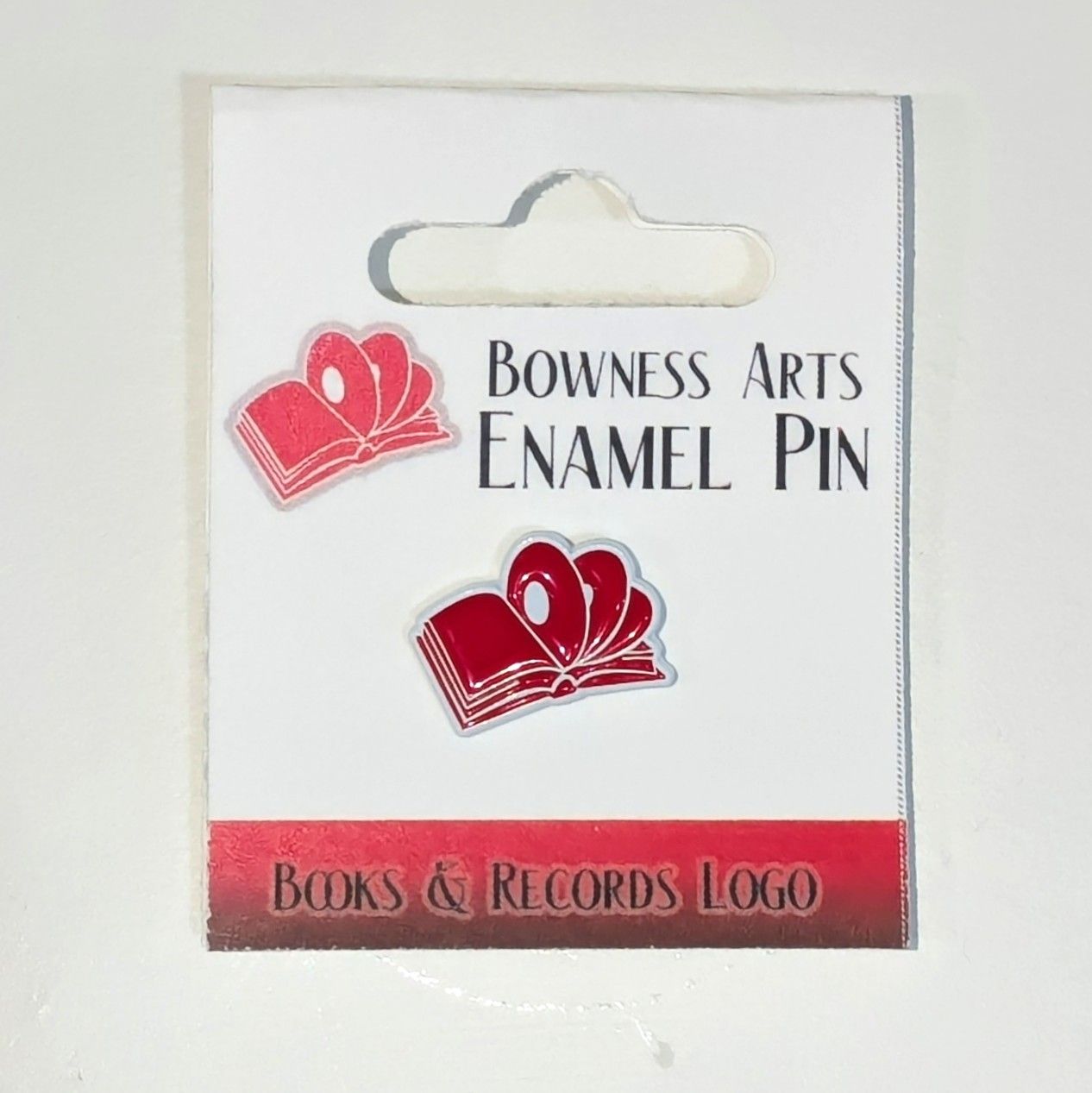 Bowness Arts Enamel Pin - Books &amp; Records Logo