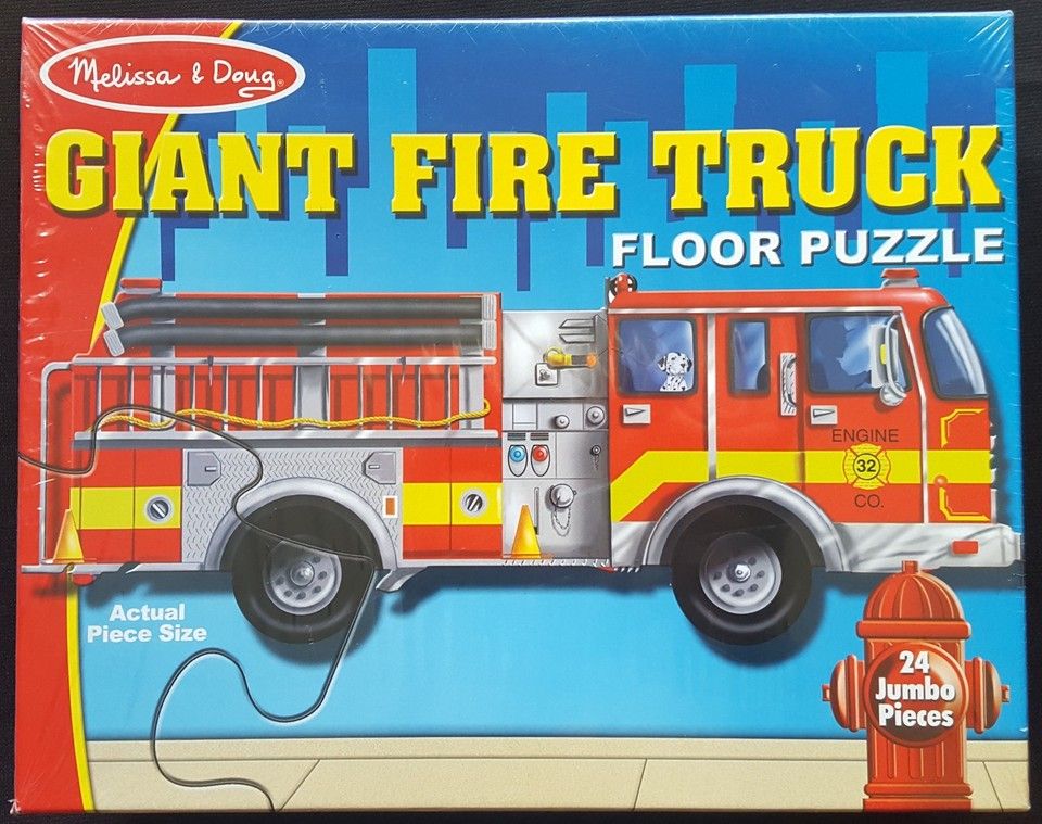 Melissa and Doug Giant Fire Truck Floor Puzzle 24 Pieces (Used, Guaranteed Complete)