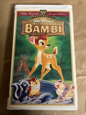 Walt Disney's Masterpiece Bambi (VHS 9505, 55th Anniversary Limited Edition, White Clamshell)