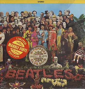 The Beatles – Sgt. Pepper's Lonely Hearts Club Band (G+, 1978, LP, Limited Edition Gray/Pink Marble, Capitol Records – SEAV-11840)