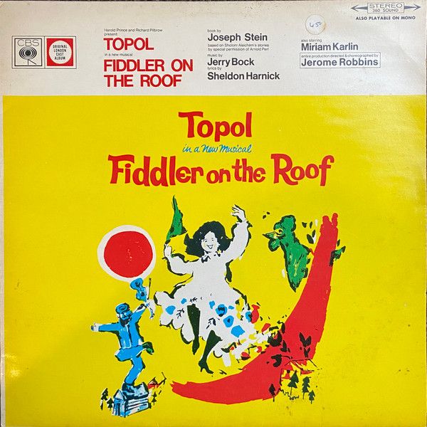 Topol – Fiddler On The Roof: Original London Cast Album (VG, 1967, LP, CBS – SBP-473477, New Zealand)