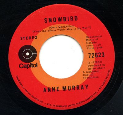 Anne Murray – Snowbird (VG, 1970, 45 RPM Single, Capitol Records – 72623)
