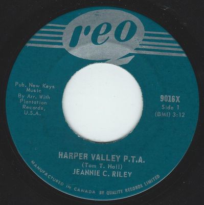 Jeannie C. Riley – Harper Valley P.T.A. (VG, 1968, 45 RPM Single, REO – 9016X)