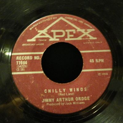 Jimmy Arthur Ordge – Chilly Winds / Drunken Driver (VG, 1968, 45 RPM Single, Apex – 77084)