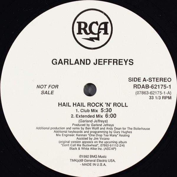 Garland Jeffreys – Hail Hail Rock &#39;N&#39; Roll (VG, 1991, Vinyl, 12&quot; Single Promo, RCA – RDAB-62175-1)