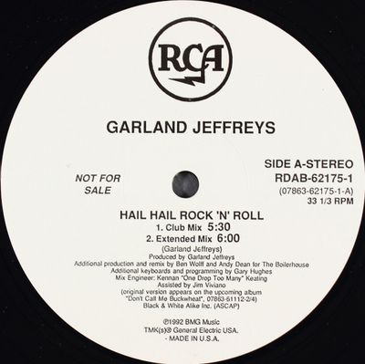 Garland Jeffreys – Hail Hail Rock 'N' Roll (VG, 1991, Vinyl, 12" Single Promo, RCA – RDAB-62175-1)