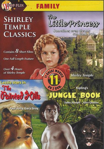 Family Pop Flix Shirley Temple The Little Princess (1939) The Painted Hills (1951) Jungle Book (1942) (2x DVD)