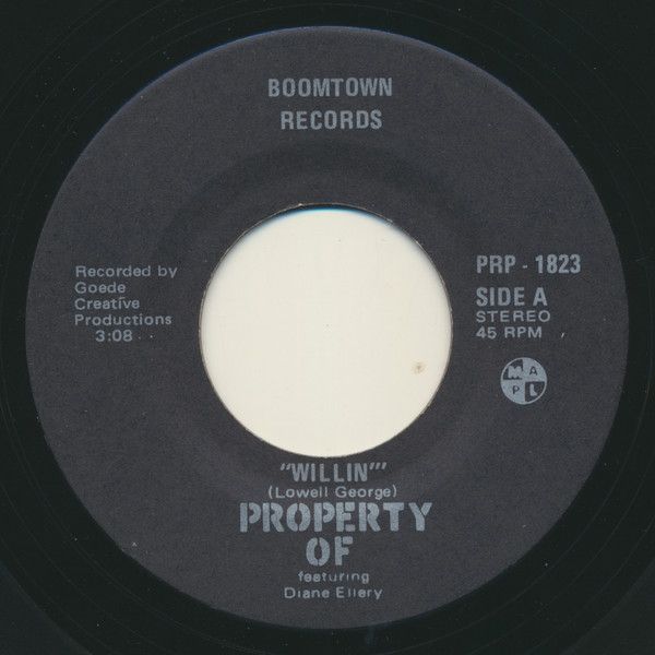 Property Of Featuring Diane Eilery – Willin' / Don't It Make You Wanna Dance (VG, 7" 45 RPM, Stereo, Boomtown Records— PRP - 1823)
