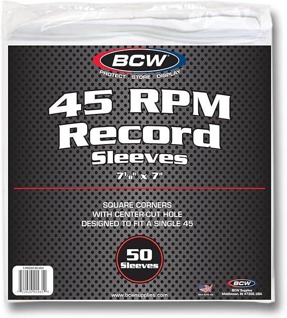 BCW  45 RPM 7" Record Paper Sleeves White With Hole (50)