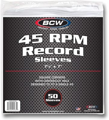 BCW  45 RPM 7" Record Paper Sleeves White With Hole (50)