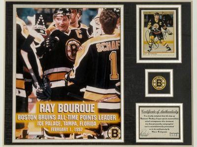 Ray Bourque Autographed Hockeycard &amp; Memorabilia (20 x 24 Framed)