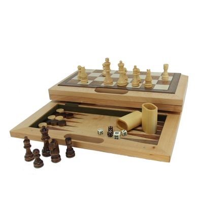 Chess / Checkers / Backgammon 16" Folding Camphor
