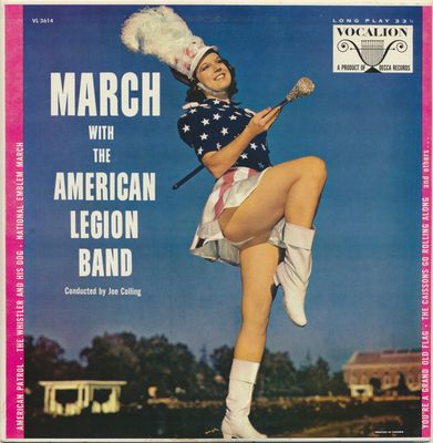 Joe Colling – March With The American Legion Band (G+, 1958, LP, Cheesecake Upskirt Cover, Vocalion – VL 3614)