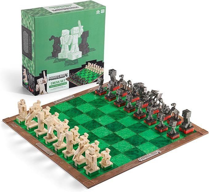 Minecraft Chess Set: Overworld Heroes vs. Hostile Mobs