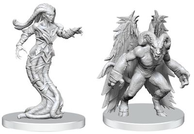 Pathfinder Unpainted Minis - Gylou (Handmaiden Devil) &amp; Ferrugon (Rust Devil)