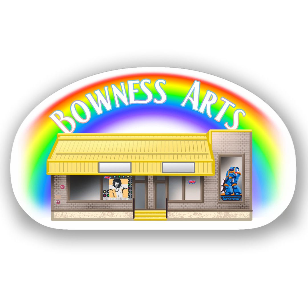 Bowness Arts Sticker - 3" Rainbow Storefront