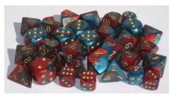 Chessex (16mm D6 x12) CHX26662 Gemini Red-Teal/Gold