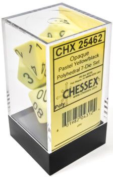 Chessex CHX25462 Opaque Pastel Yellow/Black Polyhedral 7-Die Set