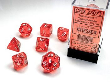 Chessex Polyhedral CHX23073 Translucent Orange/White 7-Die Set
