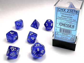 Chessex Polyhedral CHX23076 Translucent Blue/White 7-Die Set