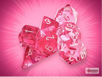 Chessex Polyhedral CHX23084 Translucent Pink/White 7-Die Set