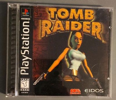 Tomb Raider (PS1, Black Label, 1996) Complete in Jewel Case with Manual &amp; Registration Card