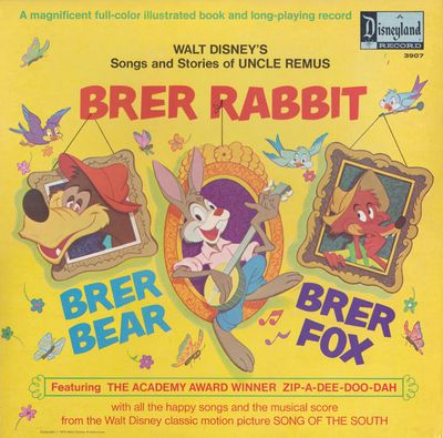 Walt Disney's Songs And Stories Of Uncle Remus Brer Rabbit (VG, 1973, LP, With Attached Book, Disneyland – 3907)