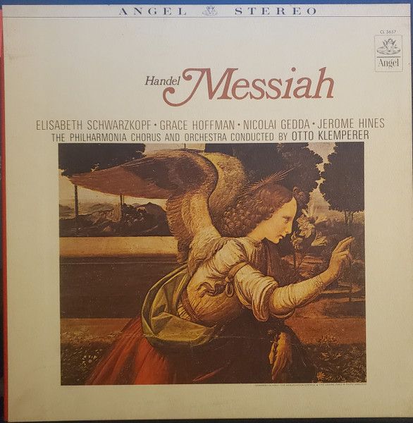 Otto Klemperer, The Philharmonia Chorus – Handel Messiah (VG+, 1965, 3LP, Boxed Set, Angel Records – CL 3657)